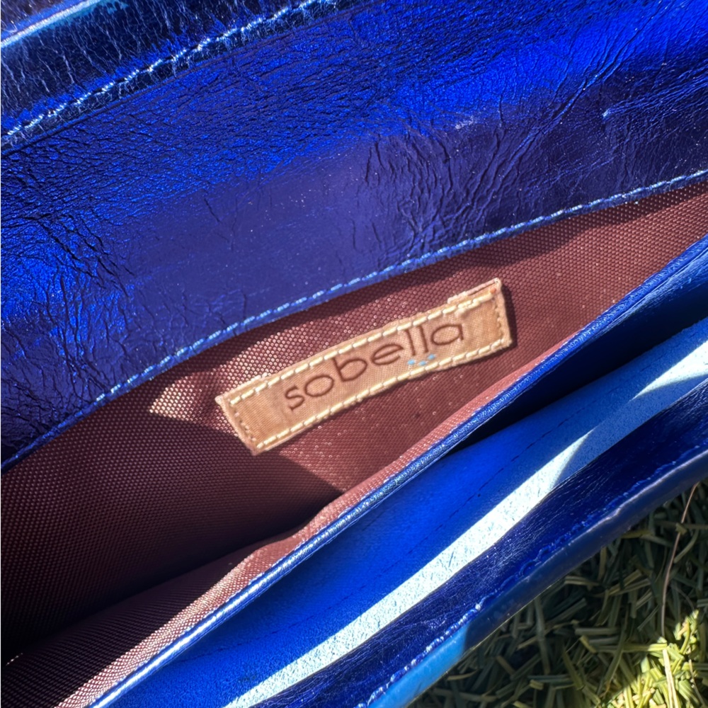 Sobella Metallic Blue Leather Wallet Clutch - Picture 5 of 15